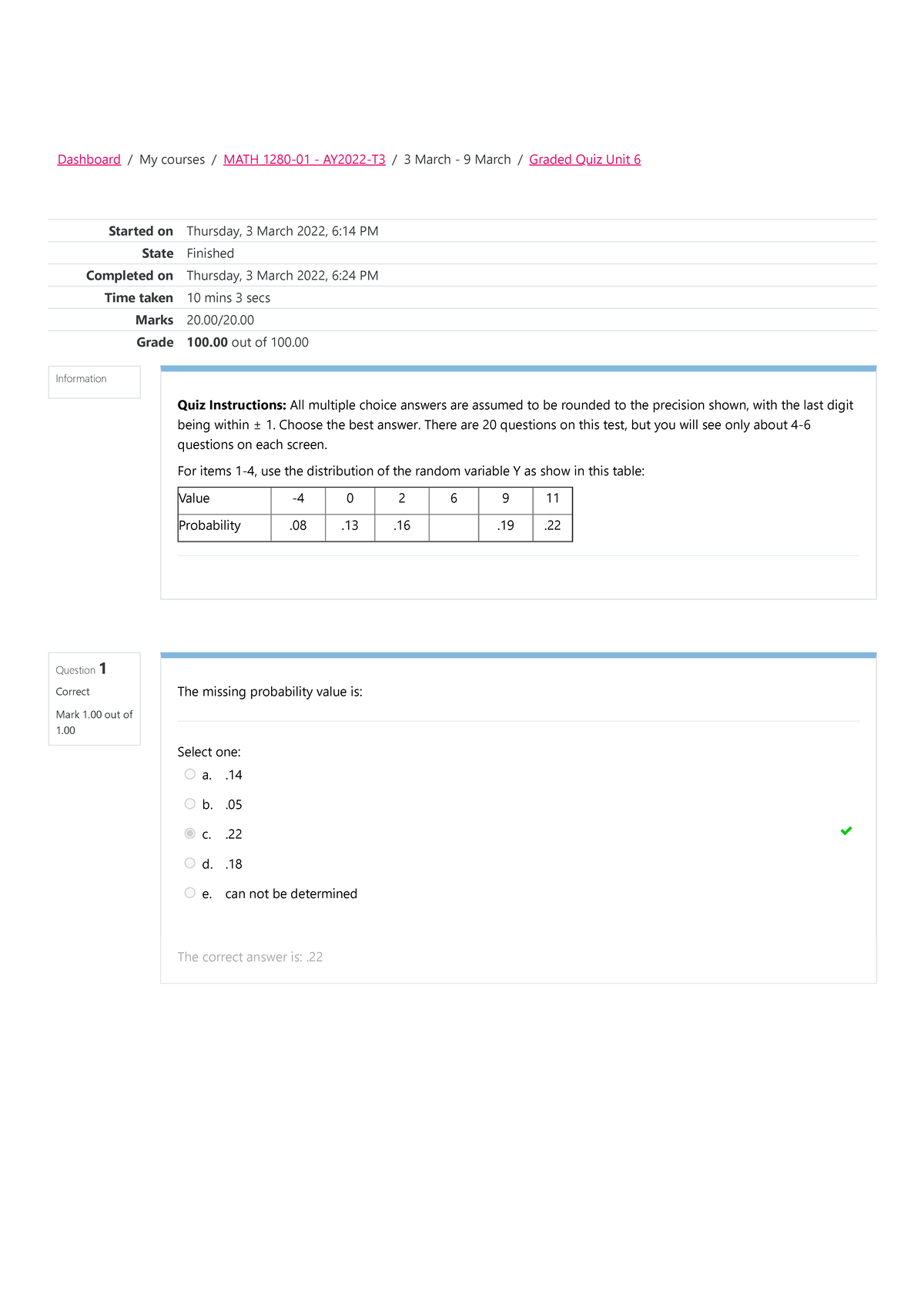 Graded Quiz Unit 6 Attempt Review - Information Question 1 Correct Mark ...