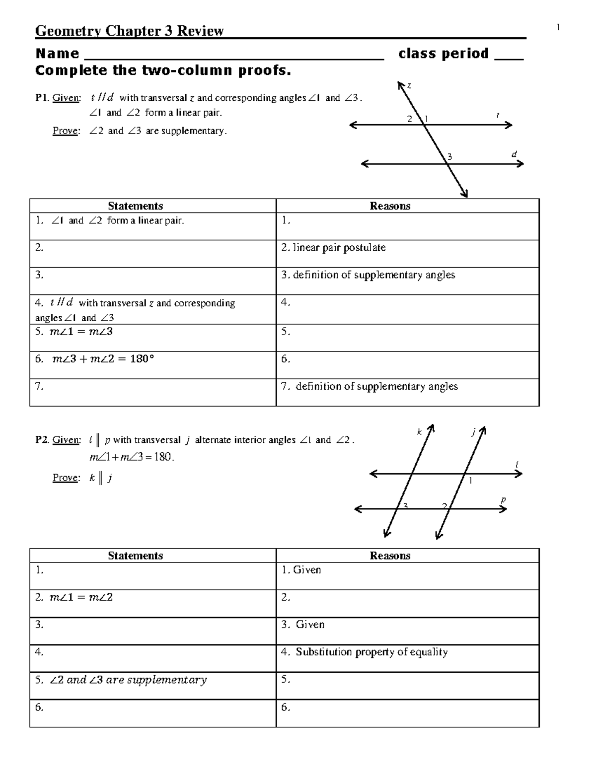 Geometry Ch 3 Review - Studocu