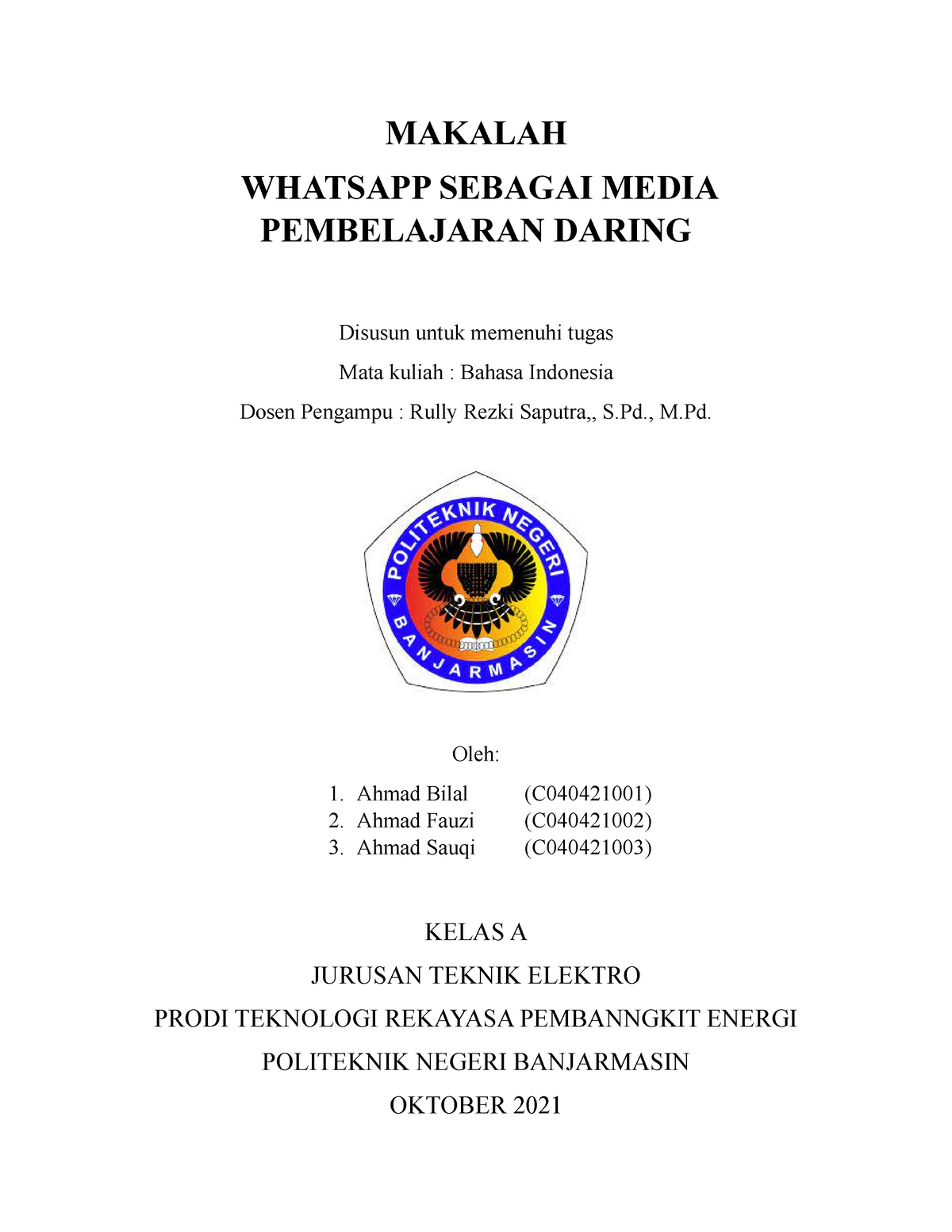 Makalah BI New - B. INDONESIA - MAKALAH WHATSAPP SEBAGAI MEDIA ...