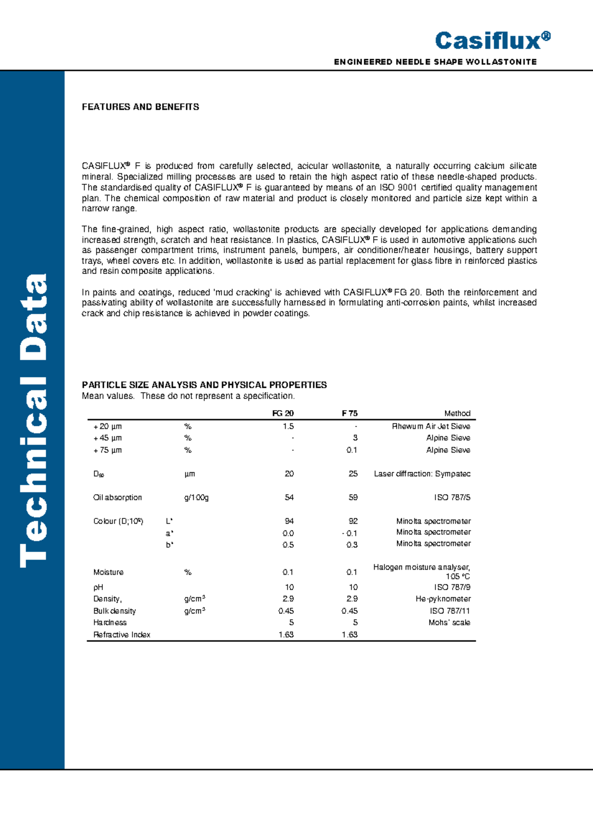 TDS-Casiflux-F - Ficha técnica - Casiflux ENGINEERED NEEDLE SHAPE ...