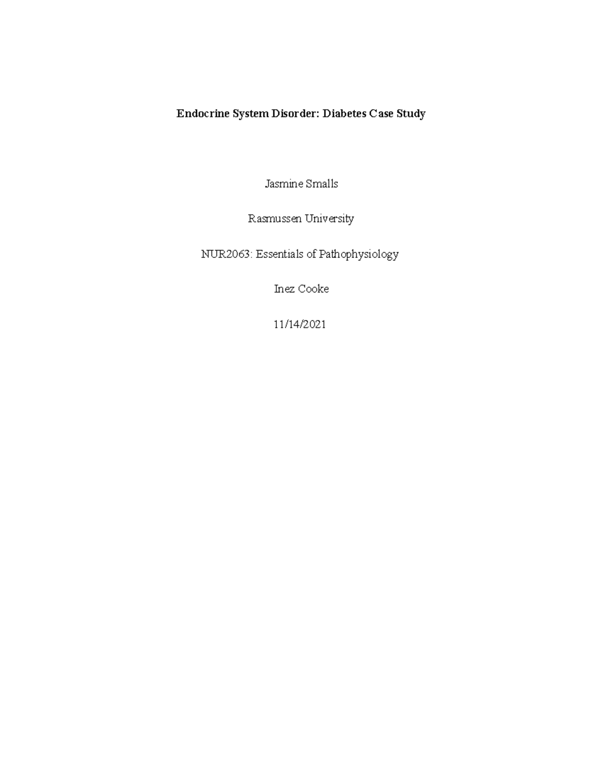 DIABETIC KETOACIDOSIS case study PAPER Endocrine System Disorder