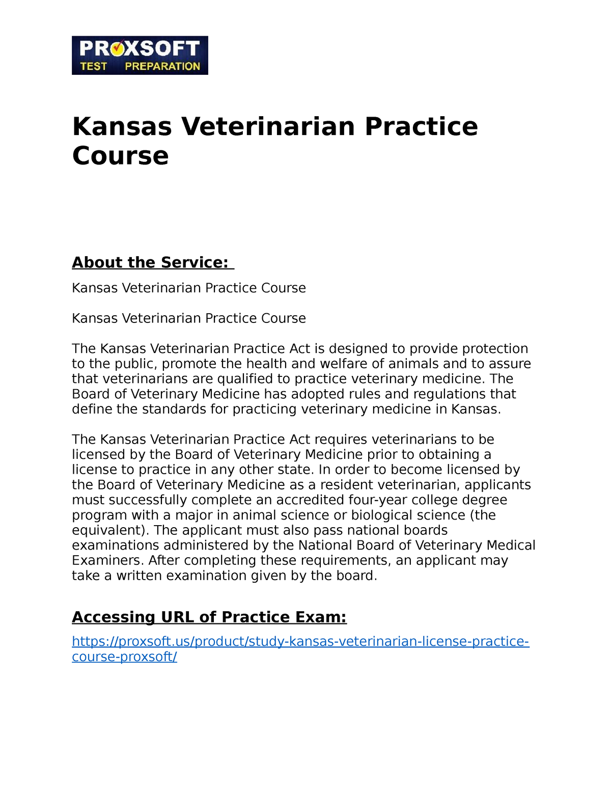 Kansas Veterinarian Practice Course Kansas Veterinarian Practice