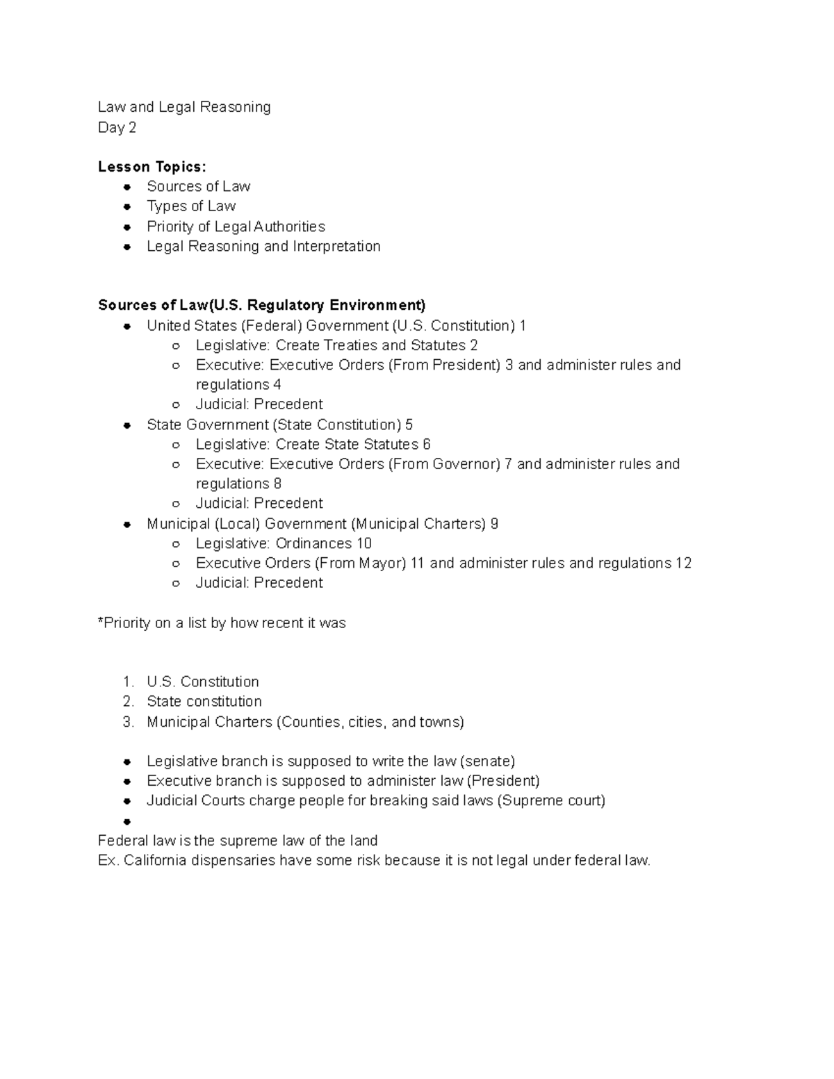 l201-notes-law-and-legal-reasoning-day-2-lesson-topics-sources-of