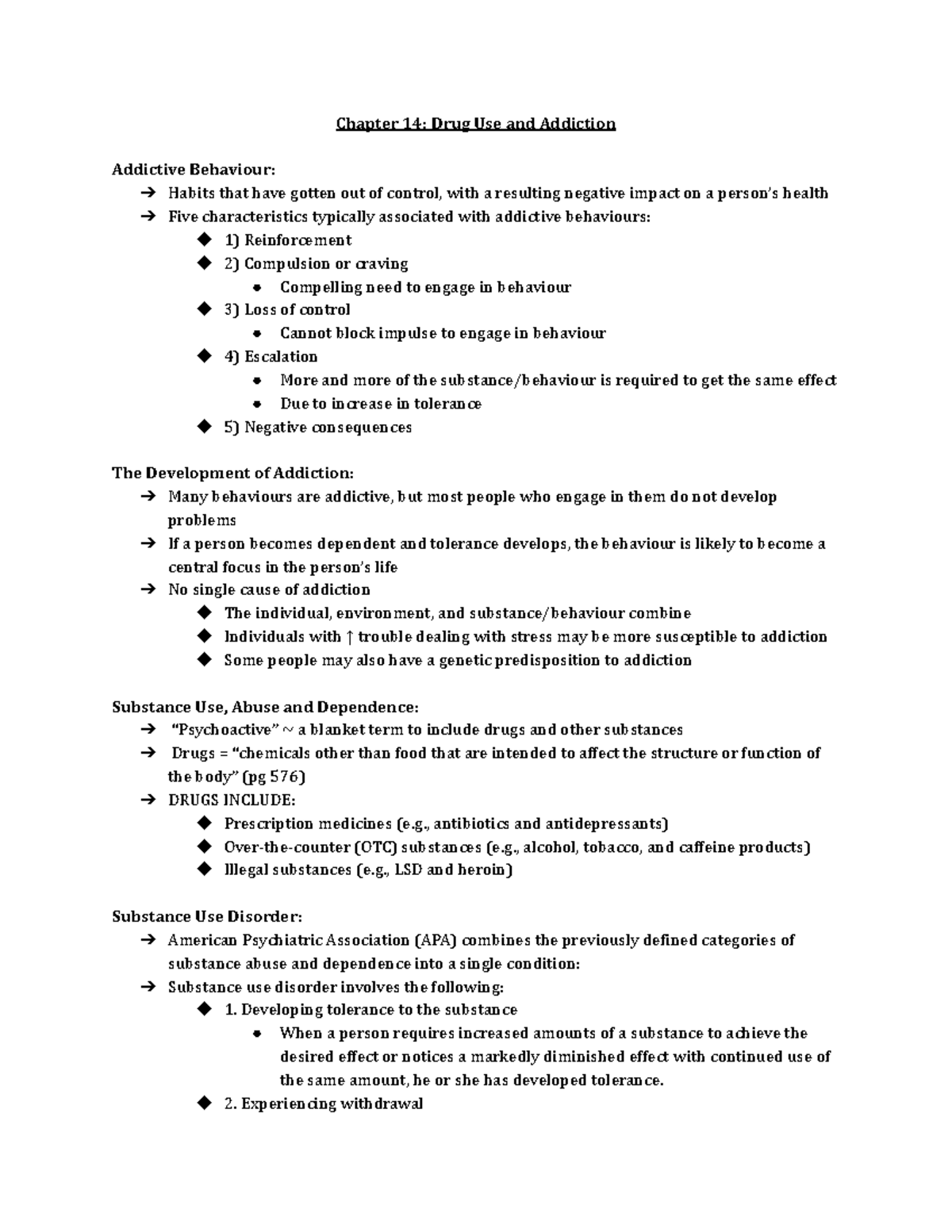 Lecture 12 Drug Use And Addiction - Chapter 14: Drug Use And Addiction ...