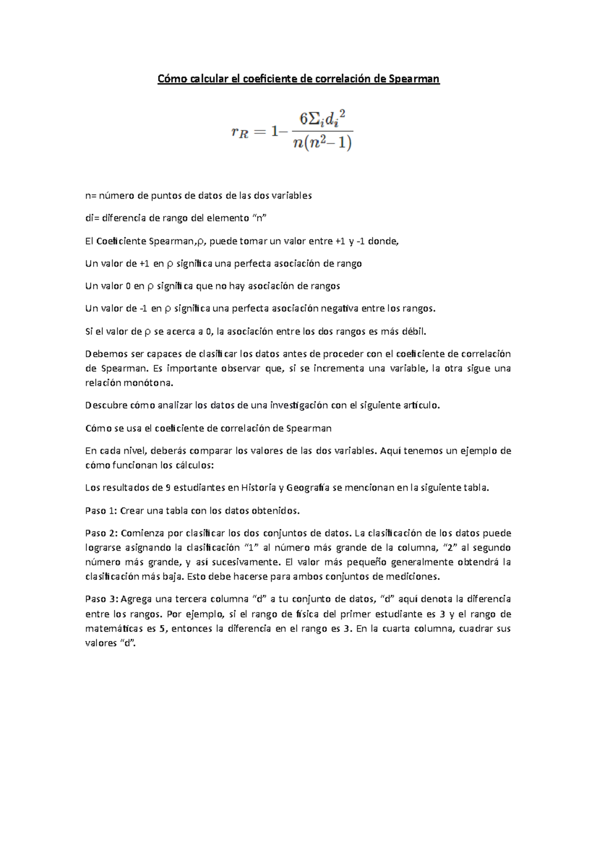 Cómo calcular el coeficiente de correlación de Spearman - Cómo calcular ...