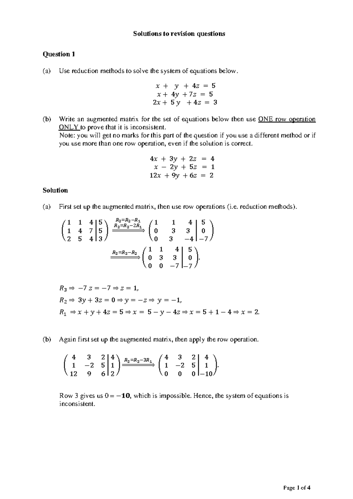 Solutions to revision questions - Solutions to revision questions ...
