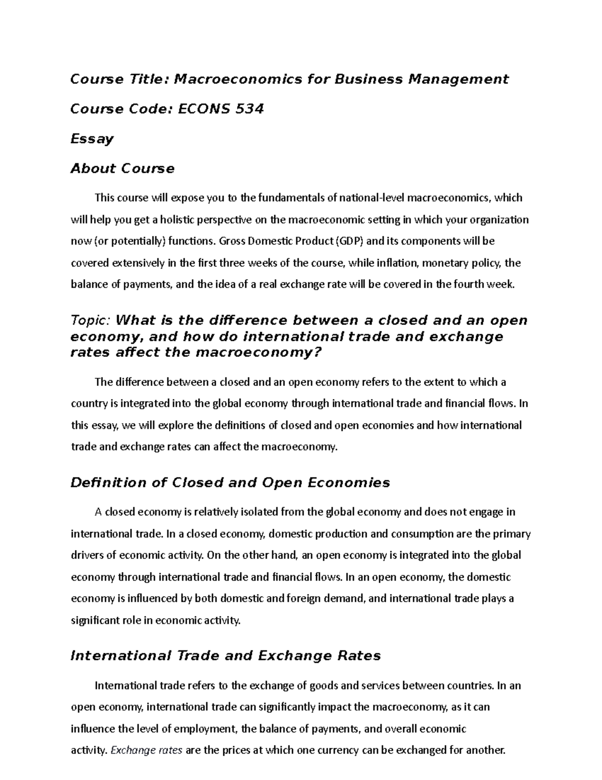 Archiverr University Econs 534 What is the difference between a closed