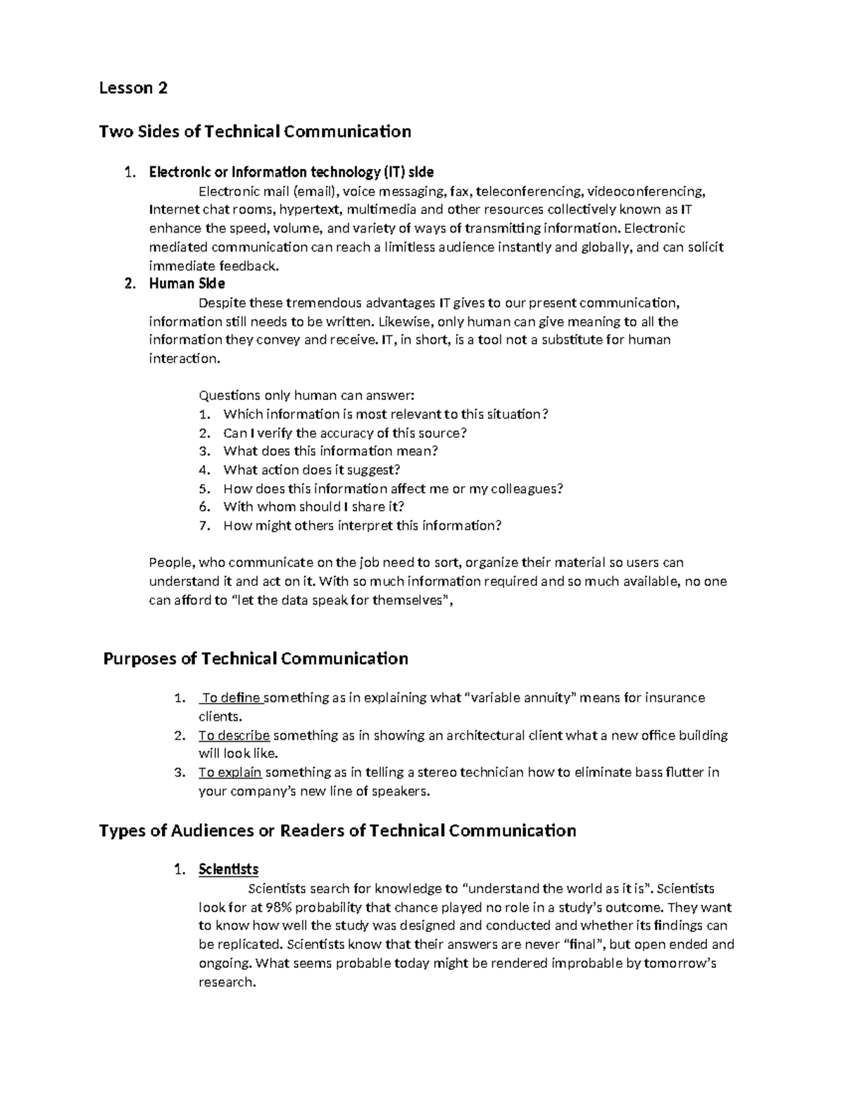 Lesson 2 Sides Purposes Readers and Technicalities - Lesson 2 Two Sides ...