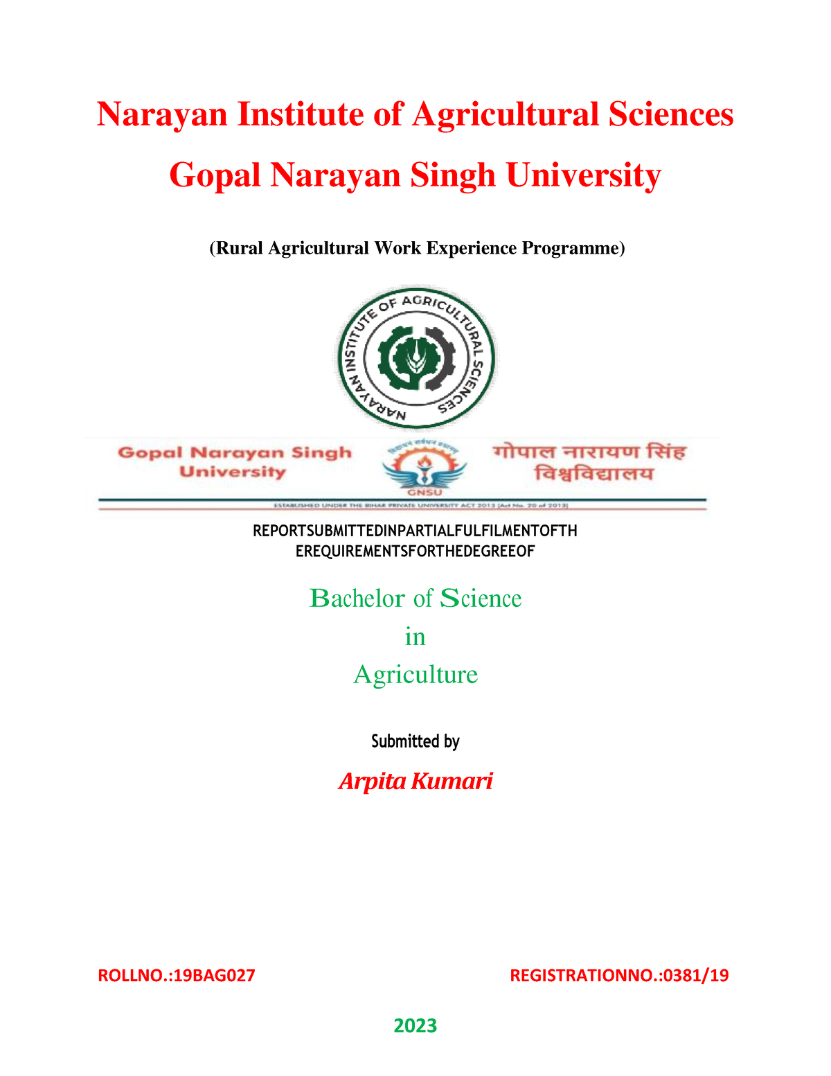 Demo - Narayan Institute of Agricultural Sciences Gopal Narayan Singh ...