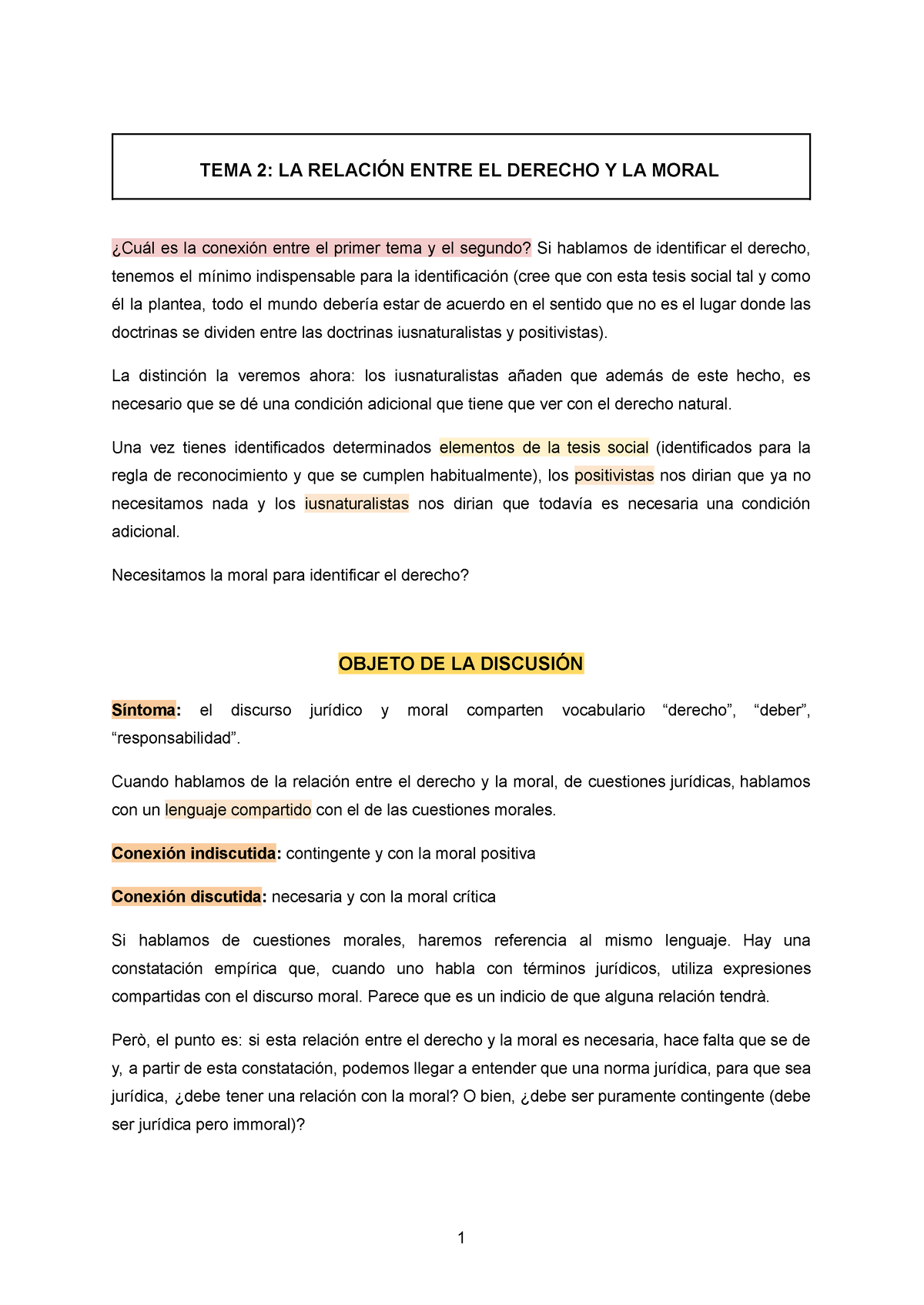 TEMA 2: LA RELACIÓN ENTRE EL DERECHO Y LA MORAL - La Distinción La ...