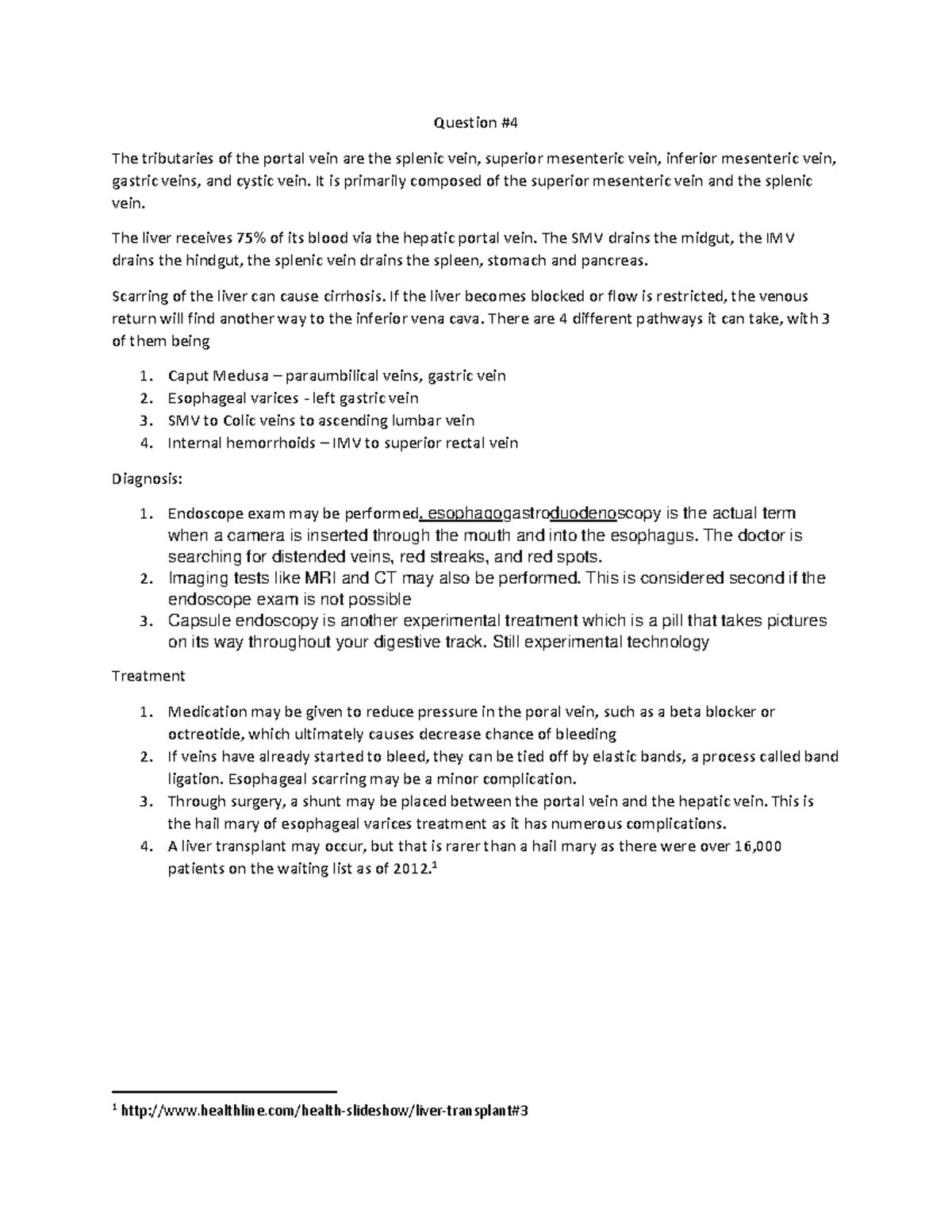 Case 5 Qs alcoholic liver disease Question 4 The tributaries of