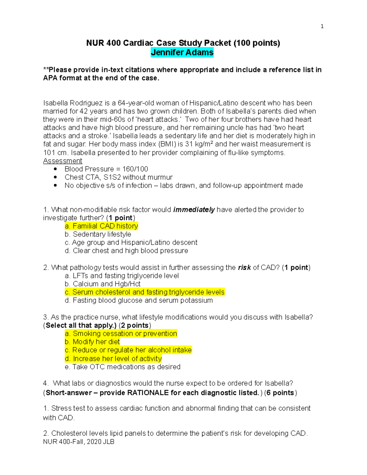 sample case study on cardiovascular