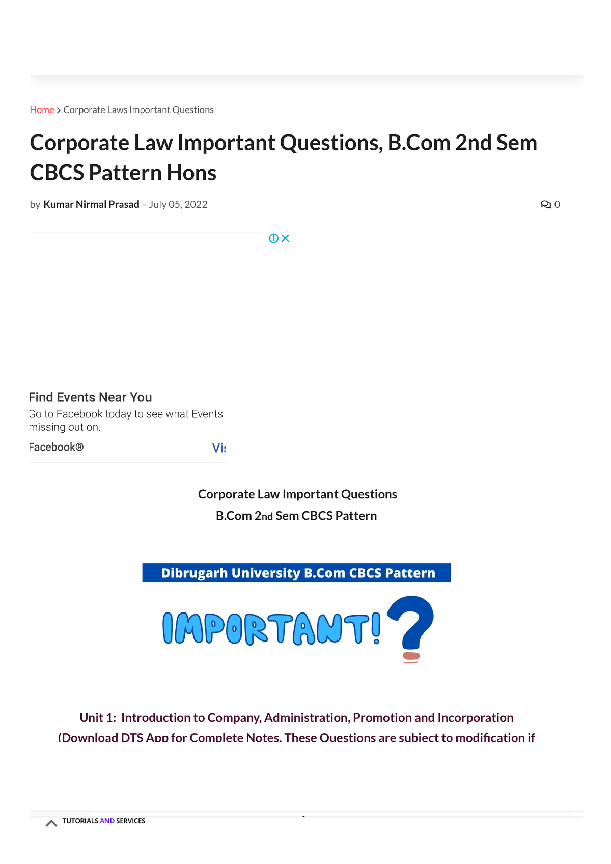 Corporate Law Important Questions, B.Com 2nd Sem CBCS Pattern Hons - By ...