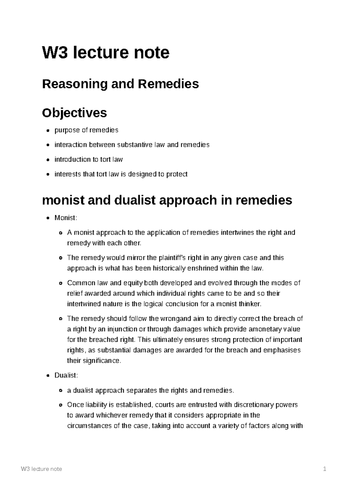 W3 Lecture Note - General Notes Taken In Class - W3 Lecture Note ...