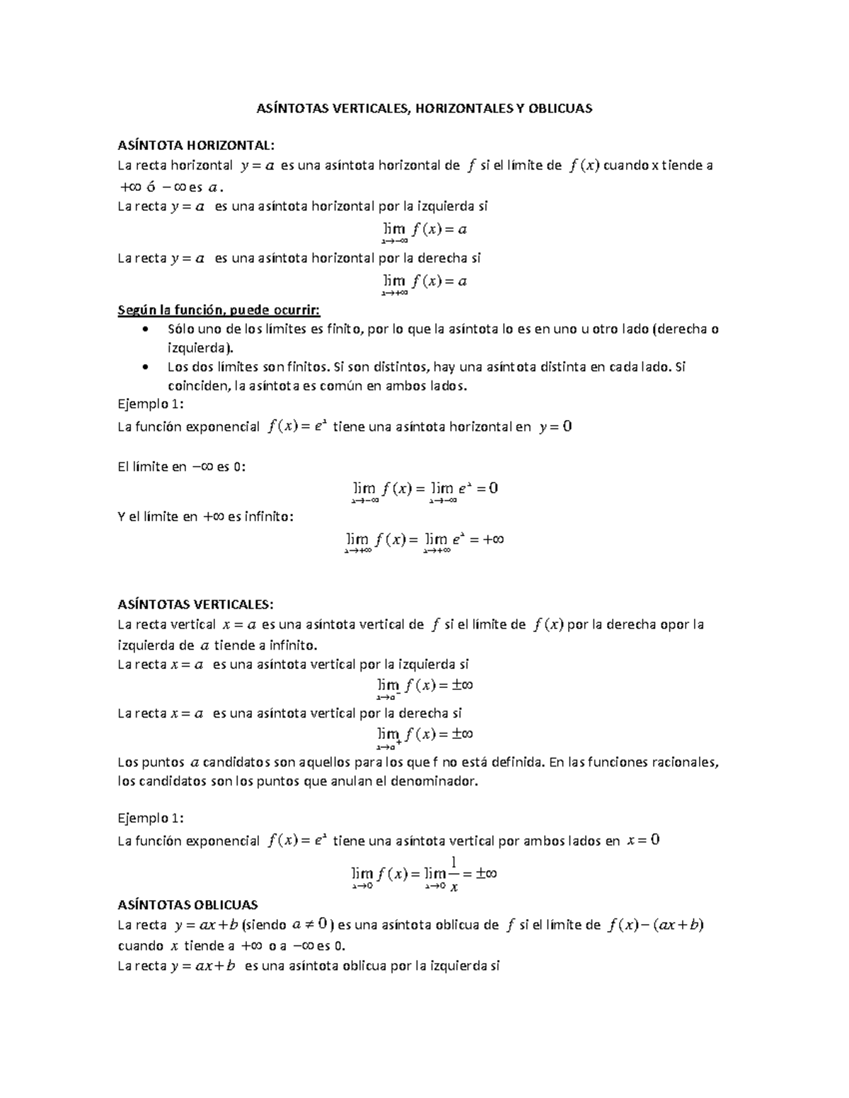 Asíntotas - ASINTOTAS CON LIMITES VERTICAL / HORIZONTAL Y OBLICUA ...