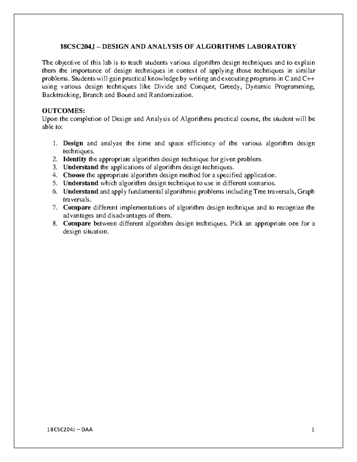 DAA Lab Manual 1...................................................... 18CSC204J