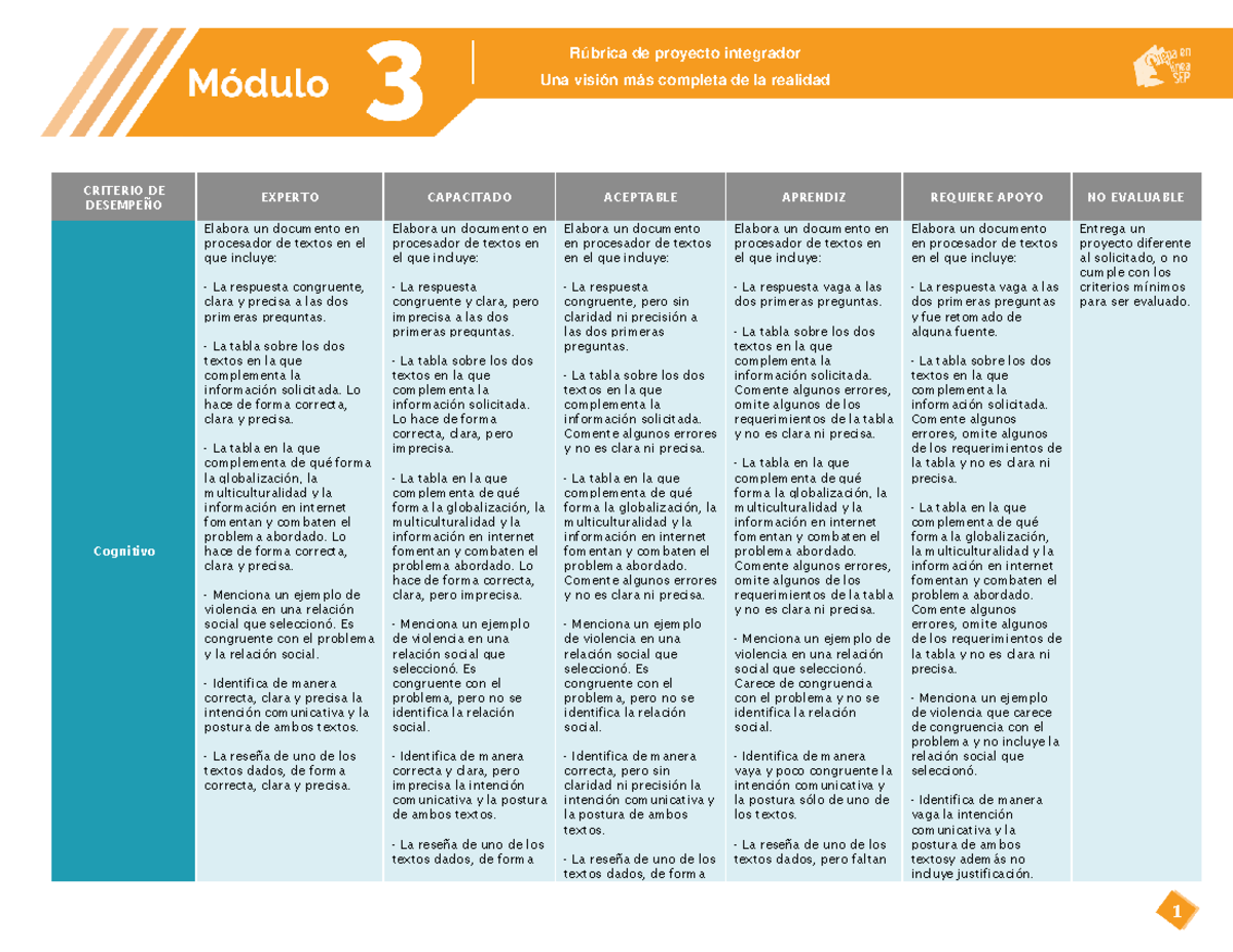 M03 S4 PI Rubrica - ..1 - Una visión más completa de la realidad