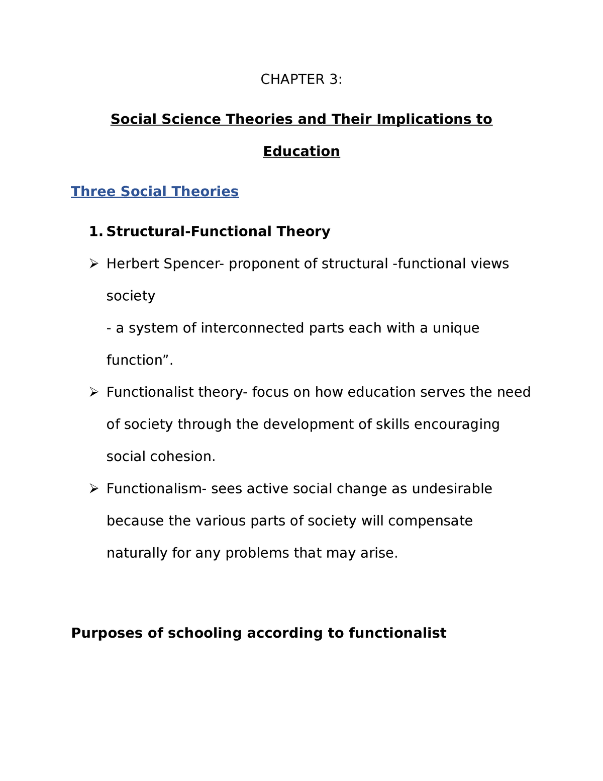 Chapter 3 Social Science Theories And Their Implications To Education ...