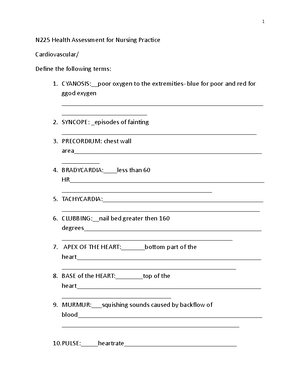 Narrative Note - Cardio Assessment - Precious Jackollie Nursing 225 ...