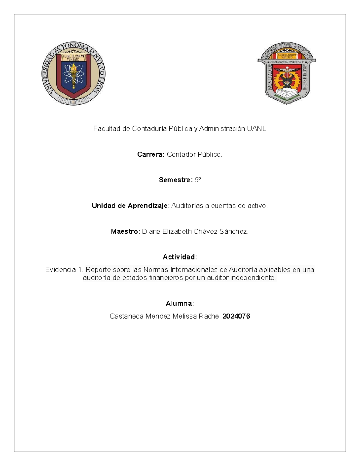 Evidencia 1 - Facultad de Contaduría Pública y Administración UANL ...