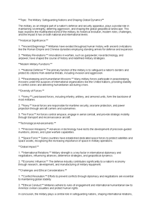 Codes 744461576 - Handout - Topic: The Military The military ...