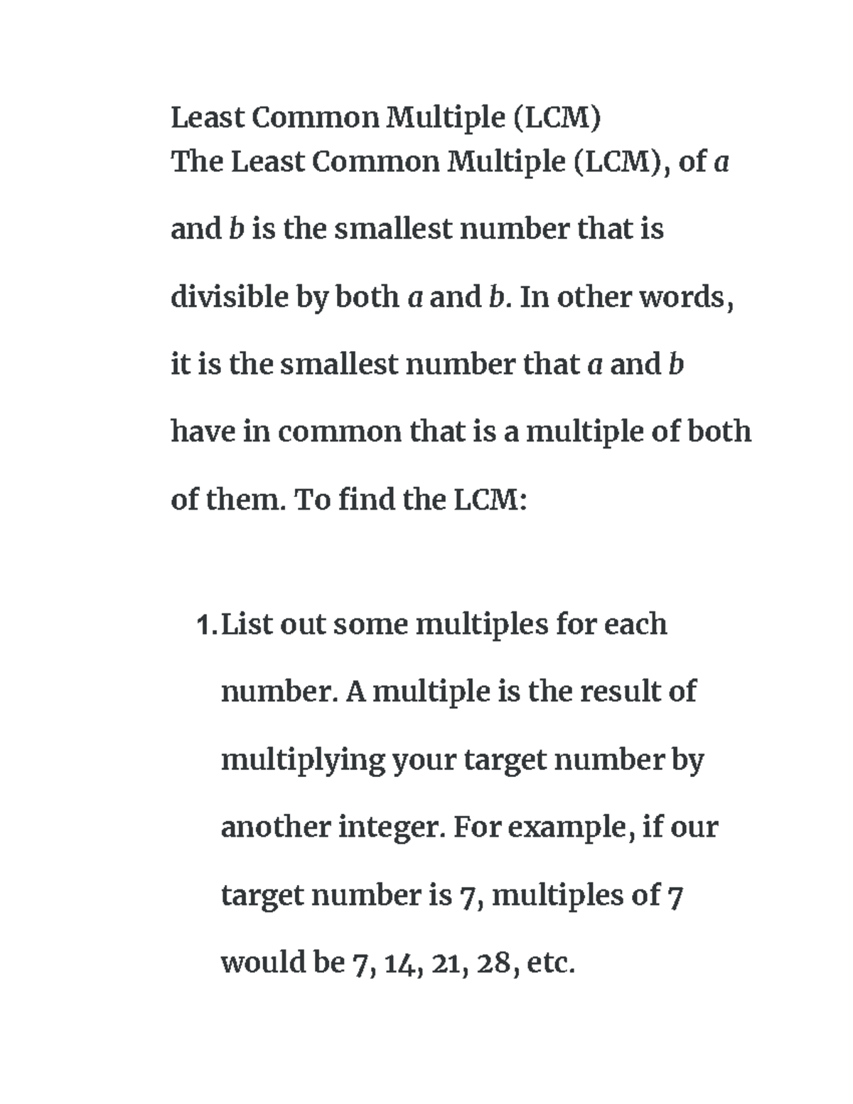 Introducing GCF, LCM, Prime, and Composite Numbers Least Common Multiple (LCM) The Least
