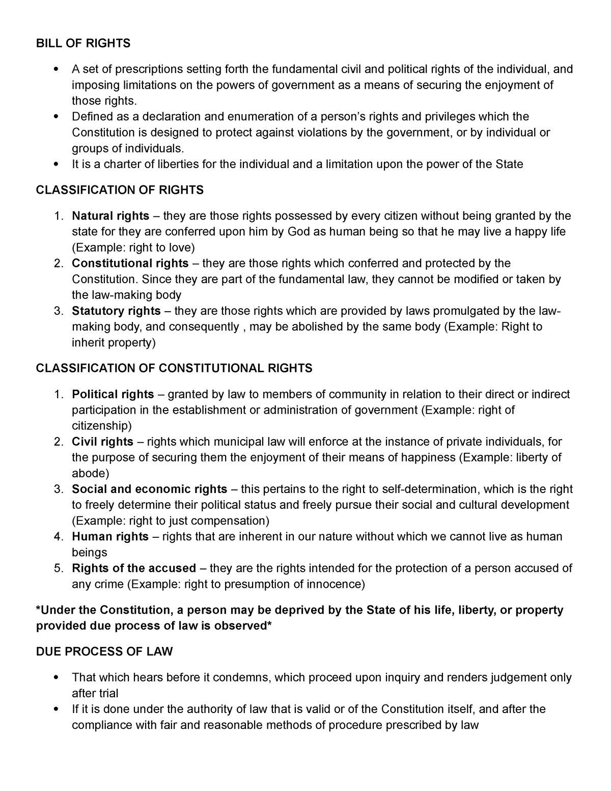 Bill Of Rights Reviewer - Bill Of Rights A Set Of Prescriptions Setting 