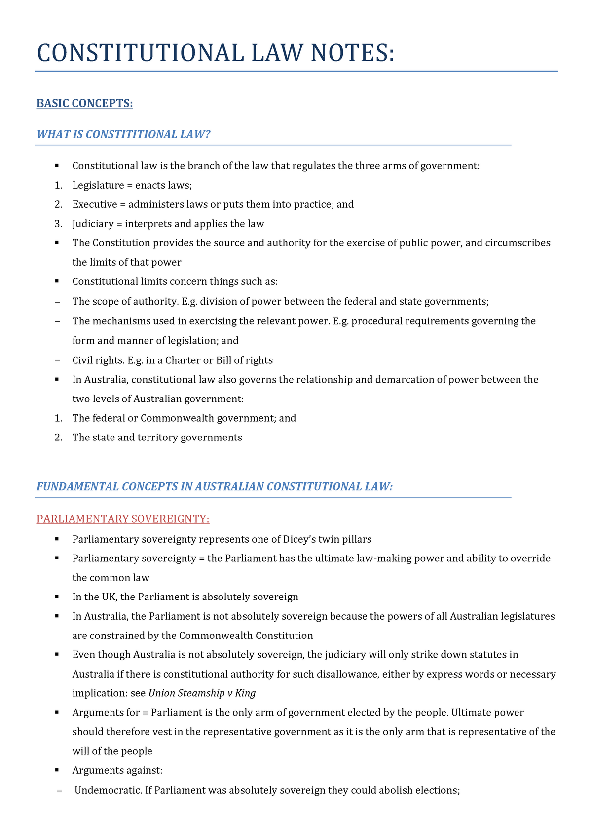 Constitutional Law Notes - CONSTITUTIONAL LAW NOTES: BASIC CONCEPTS ...