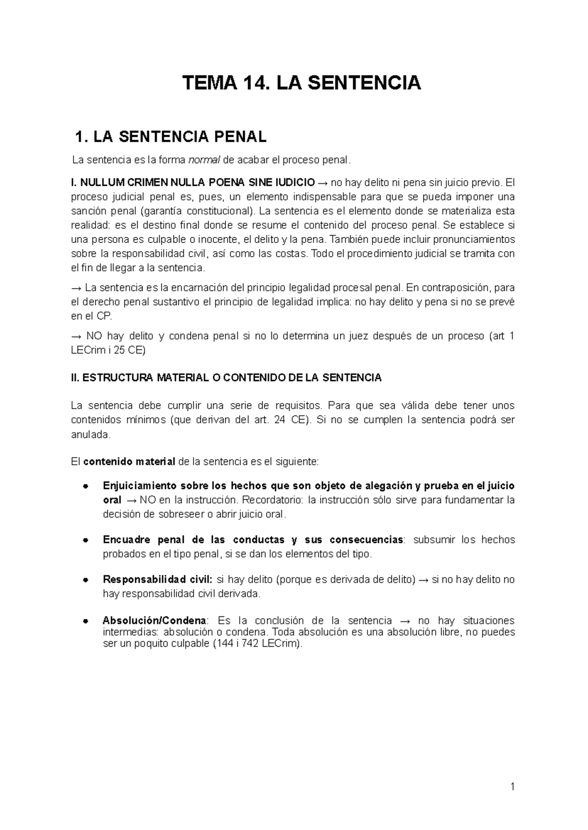 Tema 14 Dpp Tema 14 Dpp Tema 14 La Sentencia 1 La Sentencia Penal