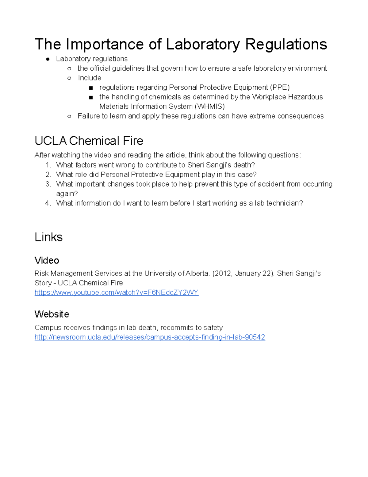 Lab Regulations Pt. 1 The Importance of Laboratory Regulations