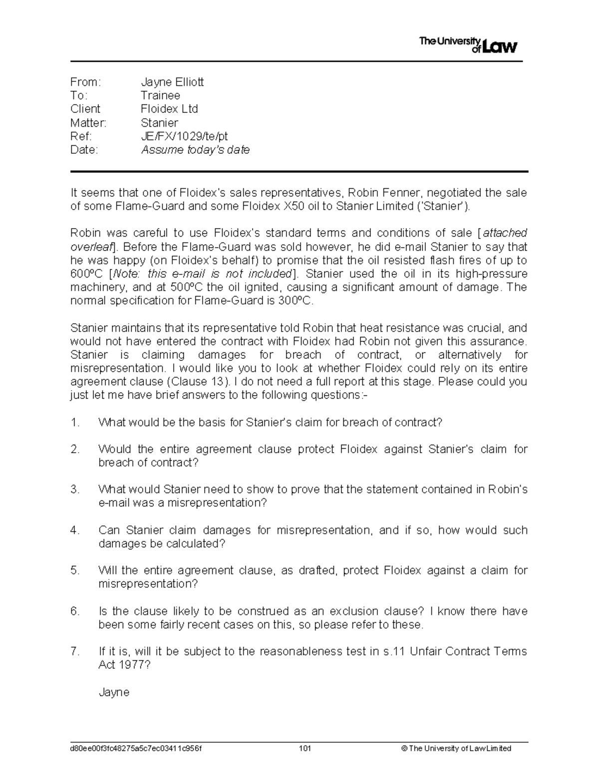 2324 comm u02 ce01 prepare task memorandum - From: Jayne Elliott To ...