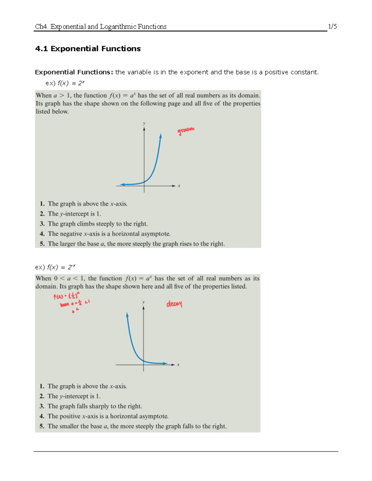 Ch4 2 - professor: SeRin Zhang - 4 Exponential Functions Exponential ...
