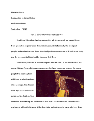 Assignement 10 - easy 100 on all assignments - Intro to Dance History ...