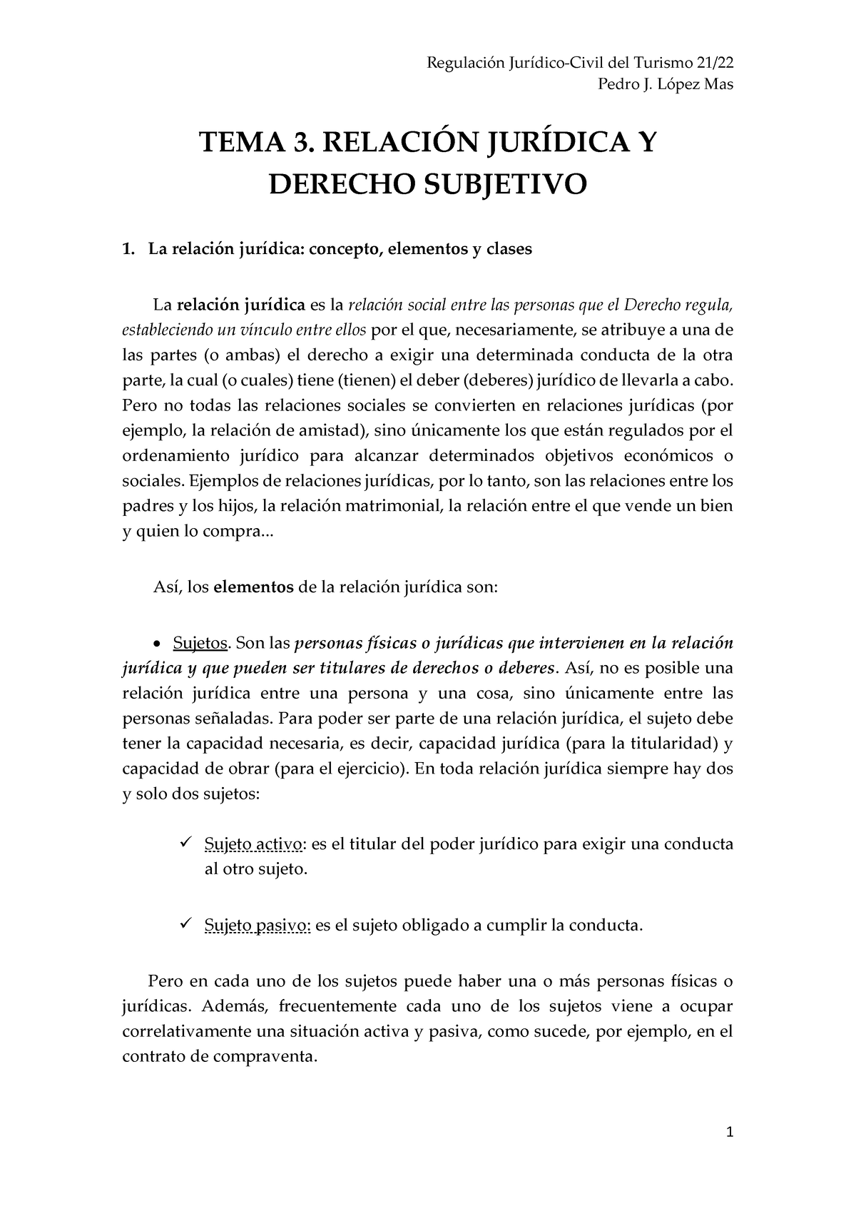 TEMA 3 - Apuntes - Pedro J. LÛpez Mas TEMA 3. RELACI”N JURÕDICA Y ...