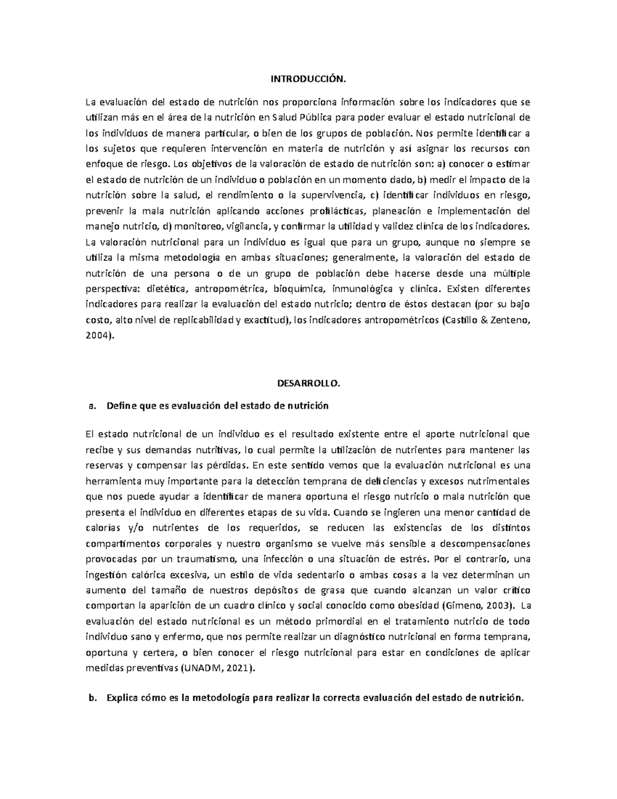 Foro “Concepto de evaluación del estado nutricional” - INTRODUCCIÓN. La ...