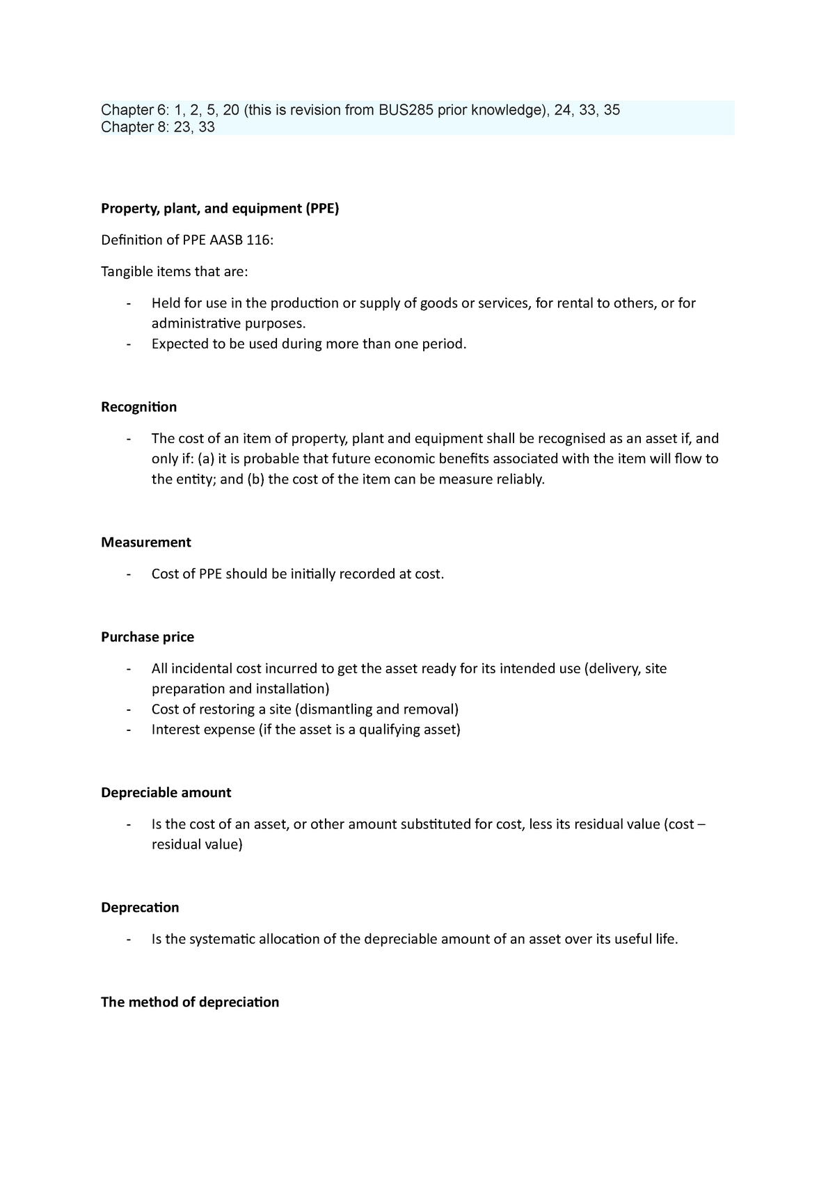 Lesson 2 Notes - Chapter 6: 1, 2, 5, 20 (this Is Revision From BUS285 ...