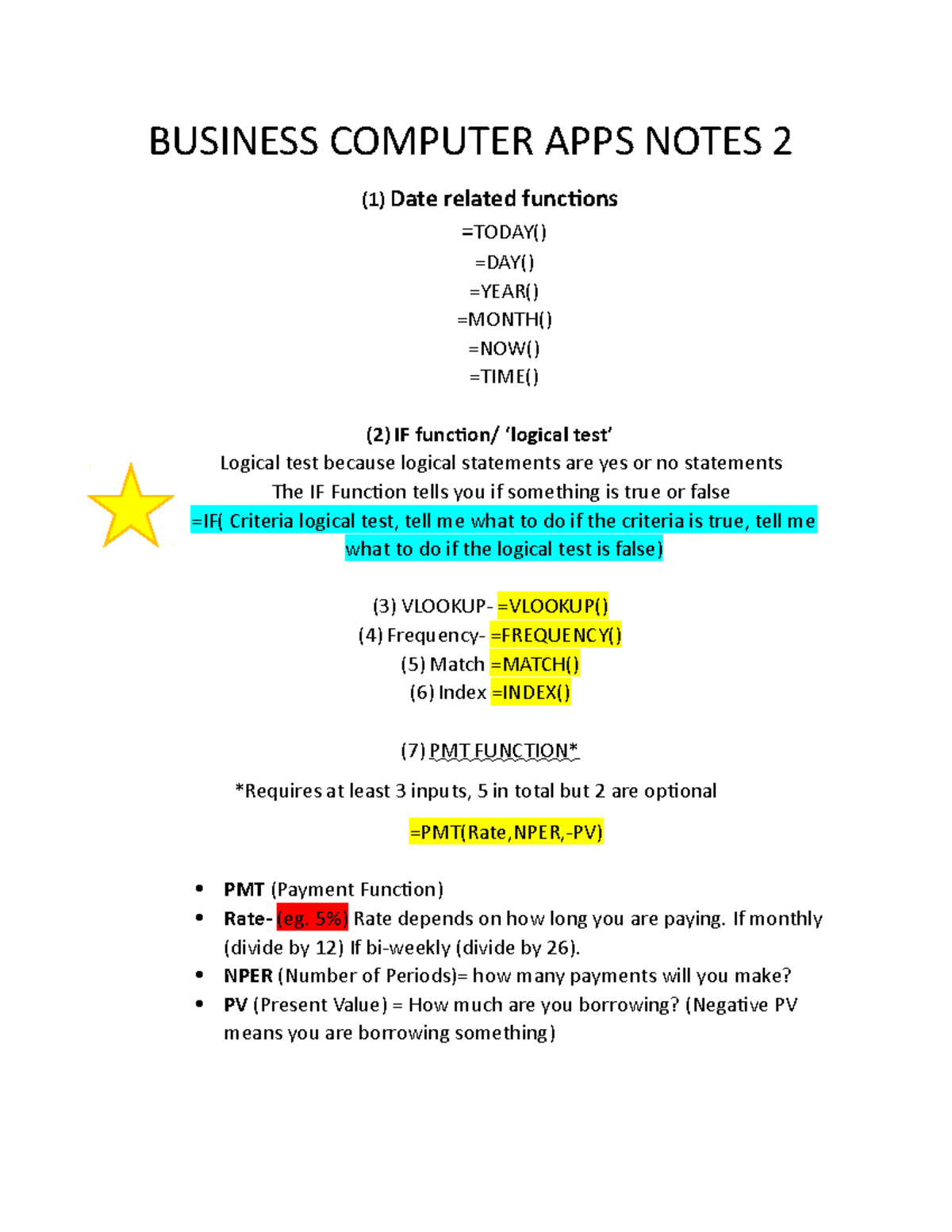 Business Computer Apps Week 2 BUSINESS COMPUTER APPS NOTES 2 (1) Date
