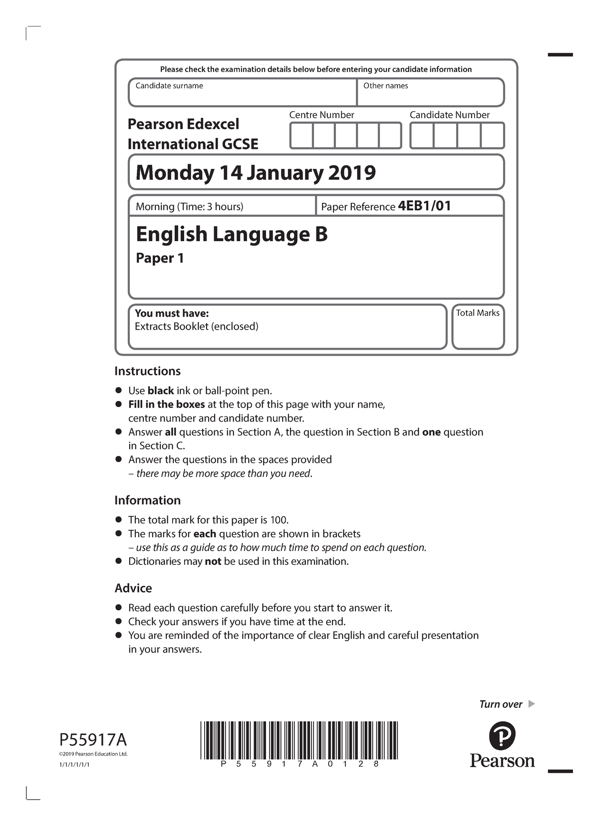 January 2019 QP - Practice paper QP - P55917A0128 Turn over ...