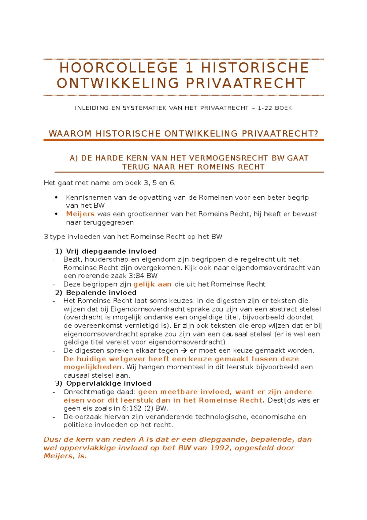 Hoorcollege 1 8 Historische Ontwikkeling Privaatrecht Hoorcollege 1