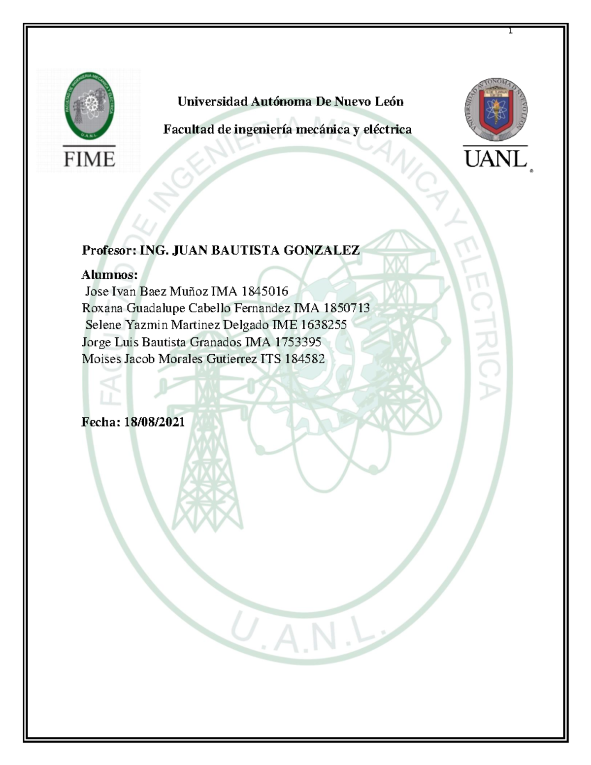Practica 1 Equipo 1 lab fisica 3 - 1 Universidad Autónoma De Nuevo León ...