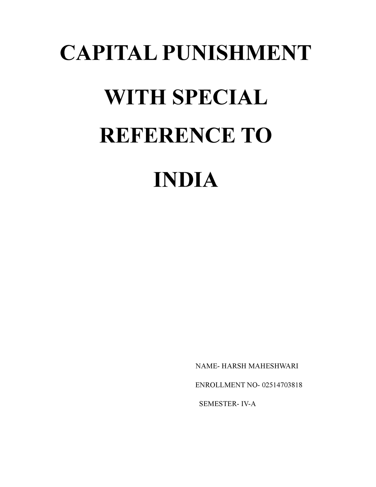 capital punishment essay in india