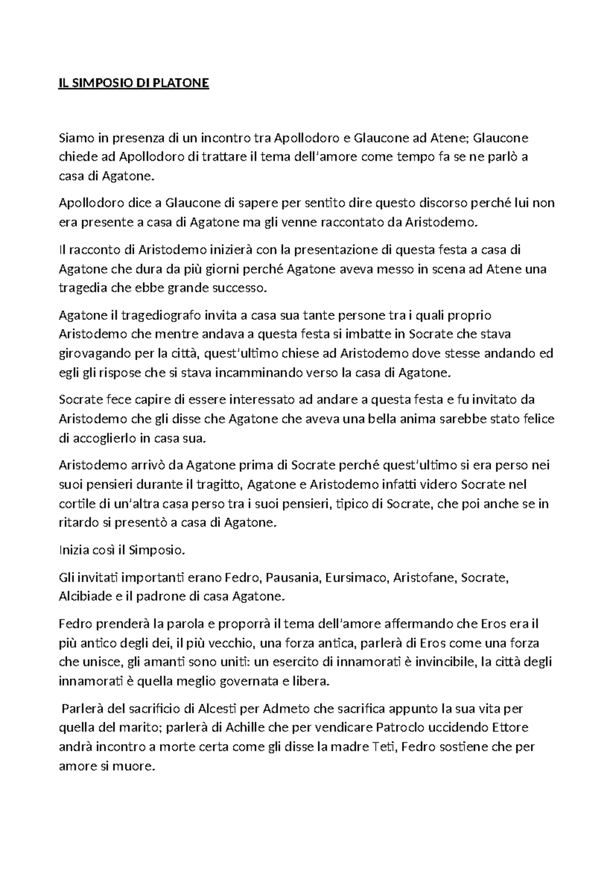 Il Simposio di Platone - IL SIMPOSIO DI PLATONE Siamo in presenza di un ...