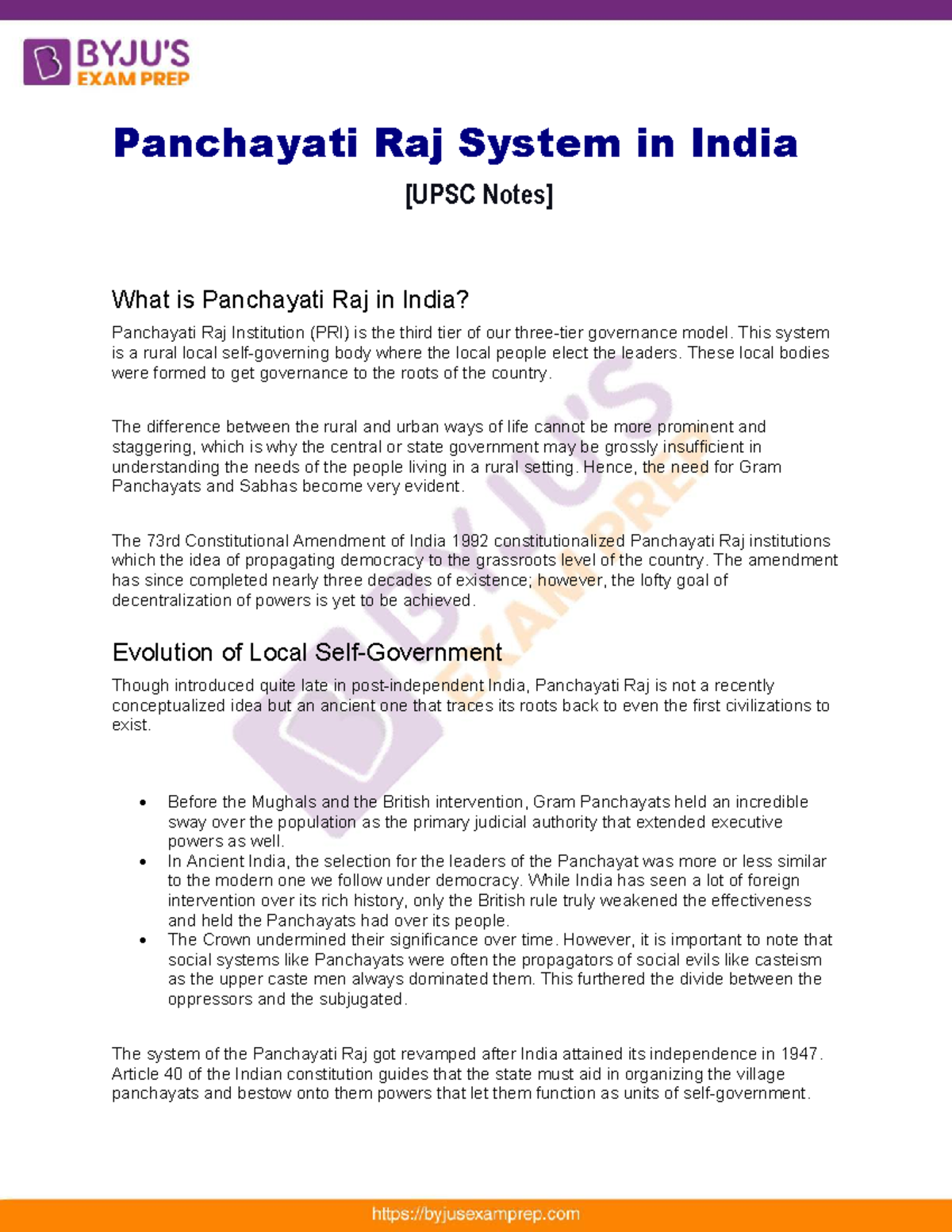 Panchayati Raj System Upsc Notes Panchayati Raj System In India Upsc Notes What Is