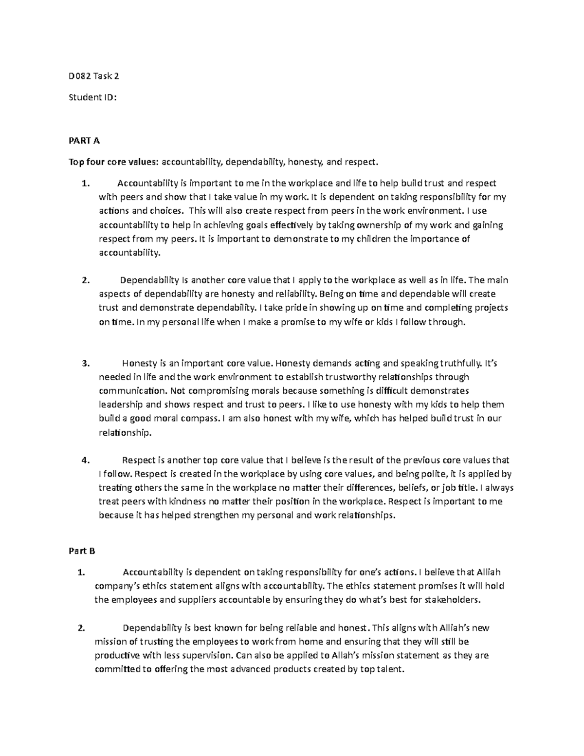 D082 Task223revised - task2 - D082 Task 2 Student ID: PART A Top four ...