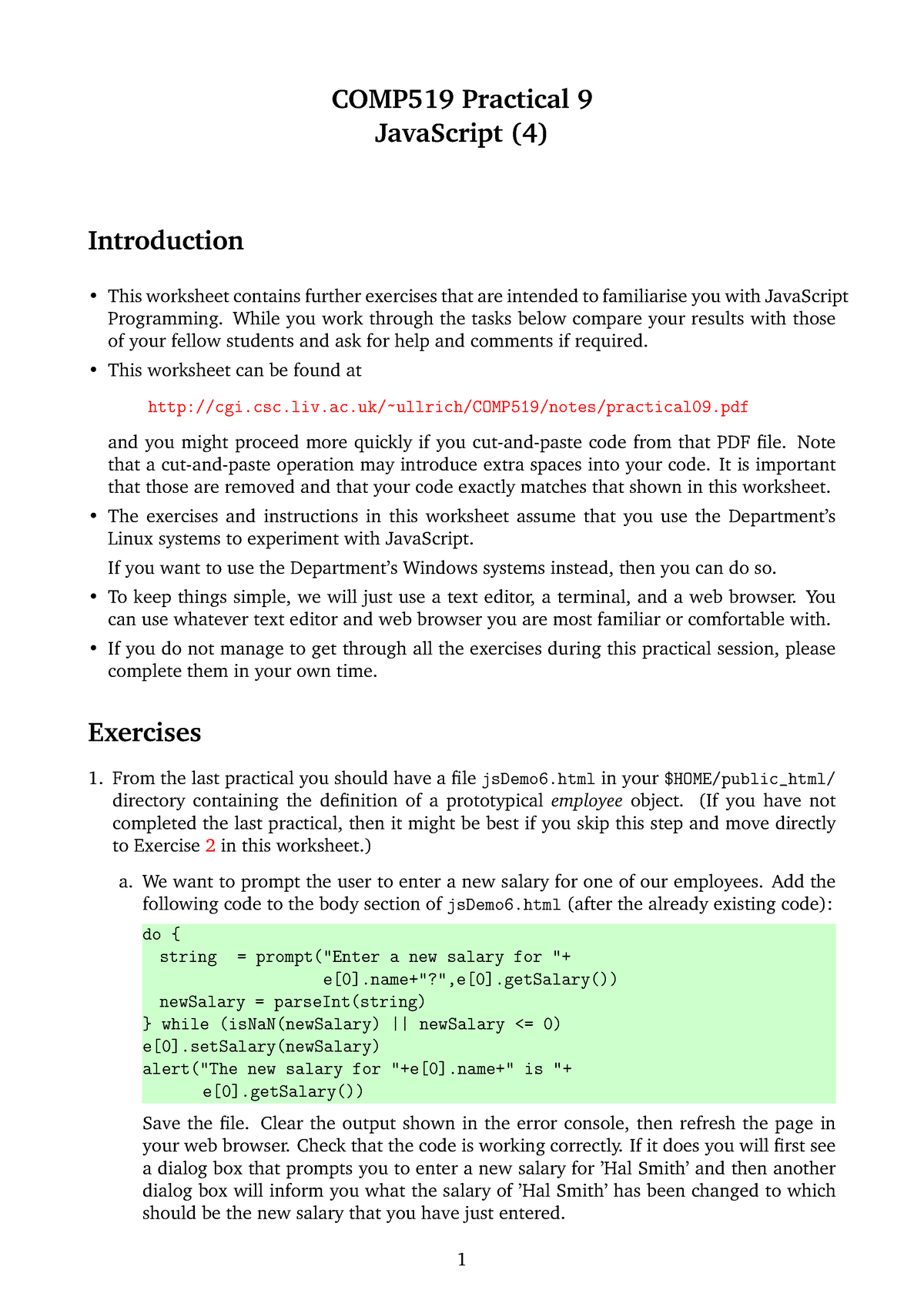 javascript practical assignment