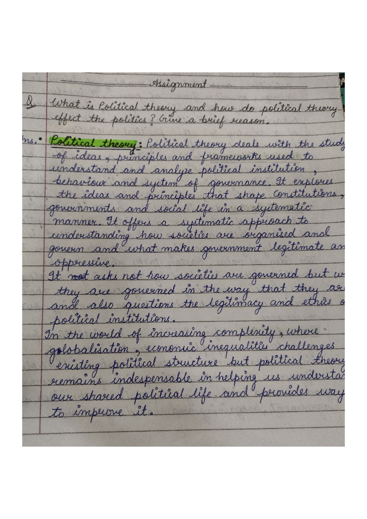 Politicak Theory assignment - assignment Q. what is Political theory ...