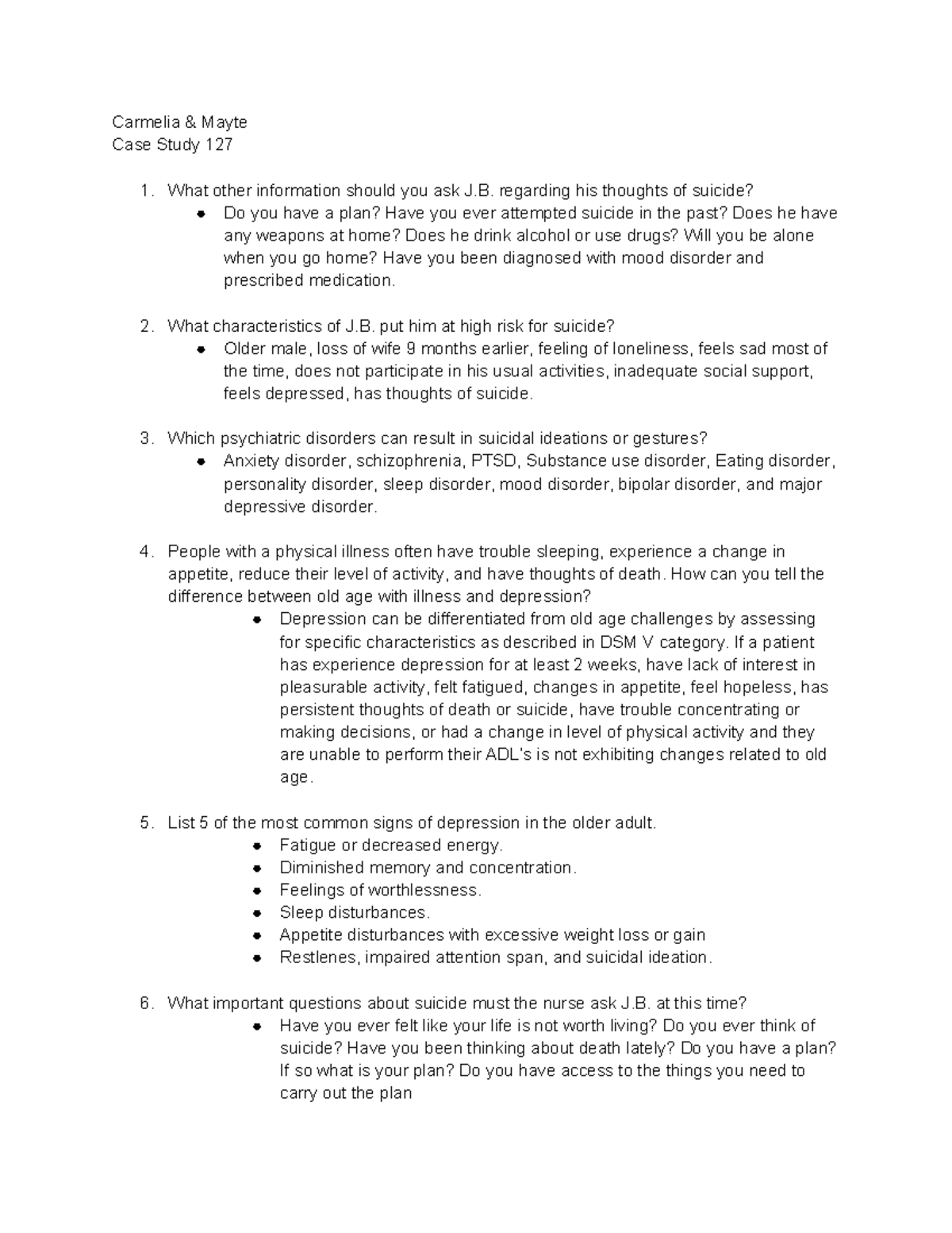 Case Study 127 - Carmelia & Mayte Case Study 127 1. What other