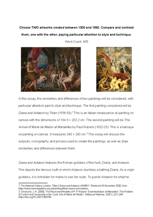 compare and contrast two paintings essay