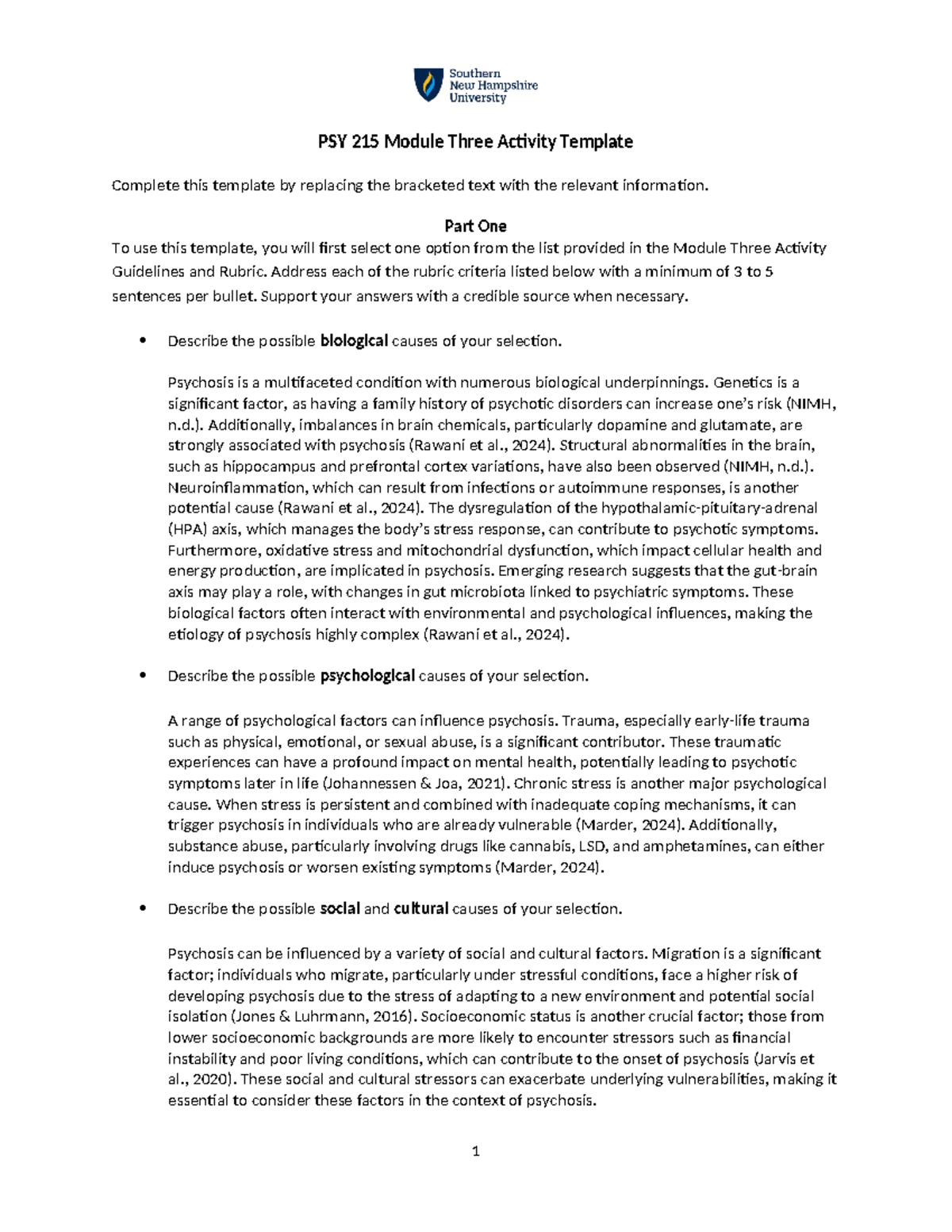 PSY 215 Module Three Activity Template - PSY 215 Module Three Activity ...