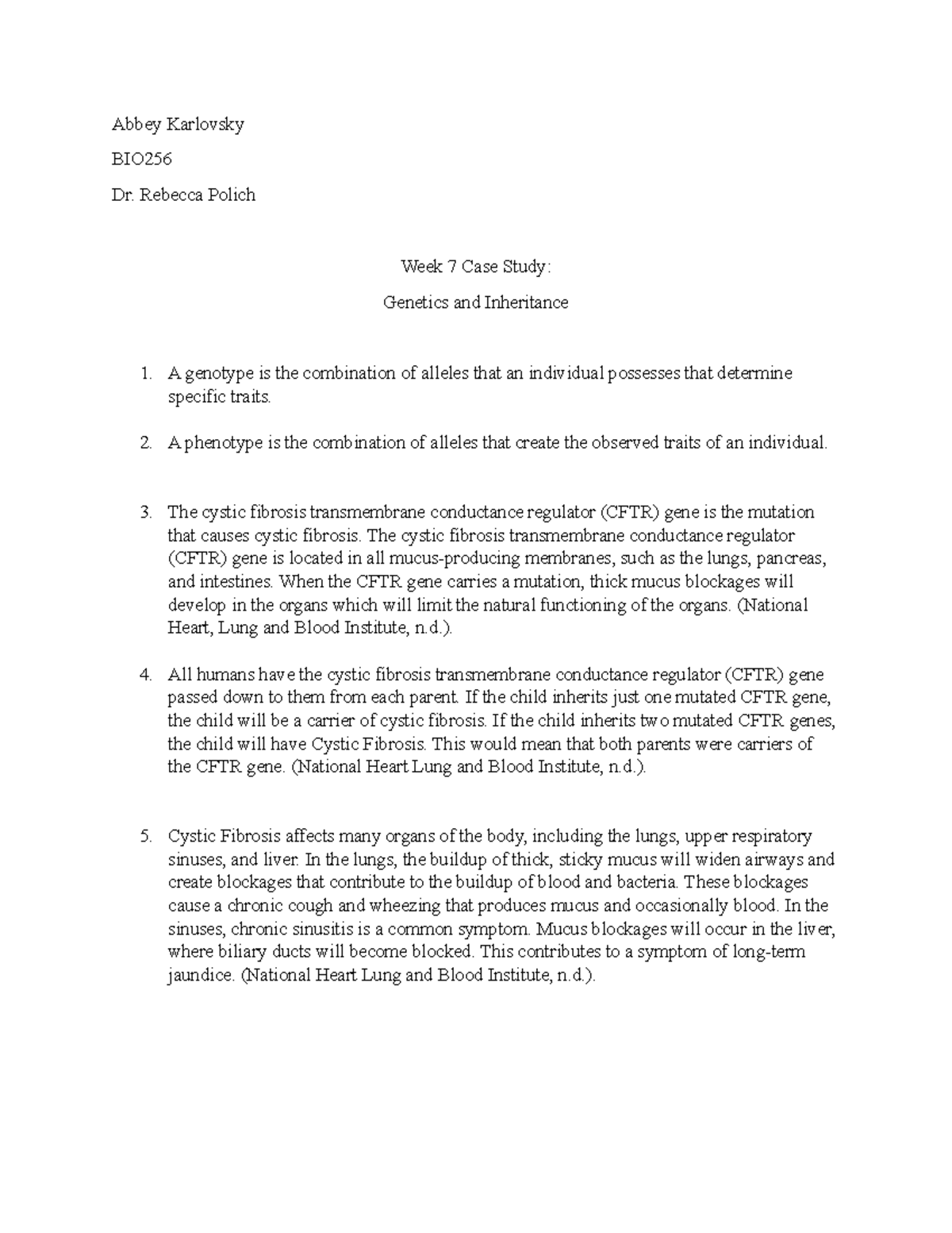 week 7 case study genetics and inheritance